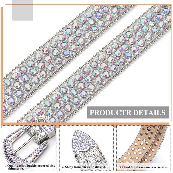 2166 Womens Men Rhinestone Western Belts Bling Cowgirl Designer Diamond main image 5